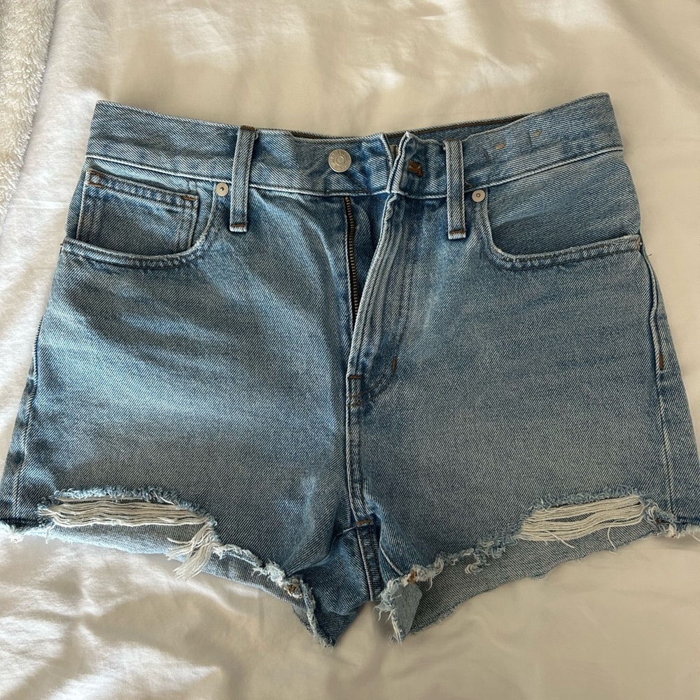 Madewell Blue High-Waisted Jean Shorts